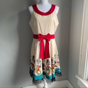 Sourpuss pinup retro mermaid traditional art fit and flare skater dress